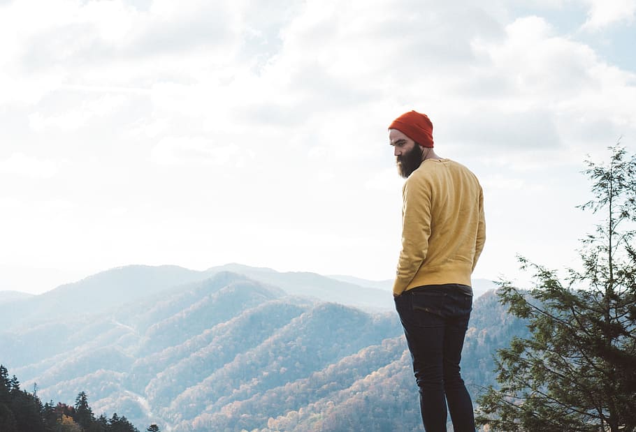 man, beard, hat, mountains, people, landscape, nature, outdoors, one Person, men