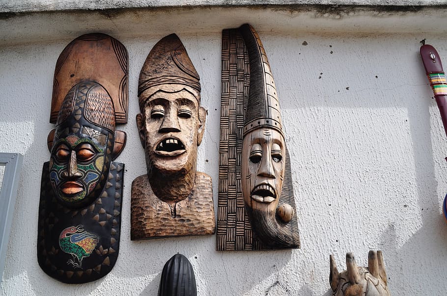 나무 마스크, 예술, 마스크, 나무, 전통, 아프리카, 조각, 수 제, 예술과 공예, 표현