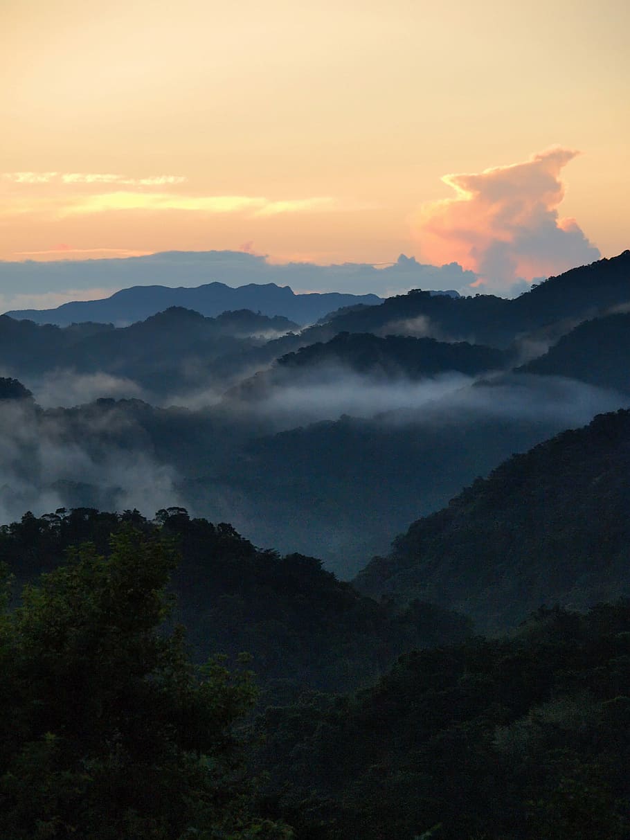 Dawn, Mountains, Taiwan, clouds, photos, landscape, landscapes, mist, public domain, sky