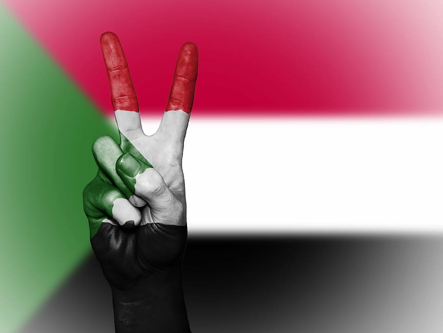 sudão, paz, mão, nação, plano de fundo, bandeira, cores, país, ícone, nacional
