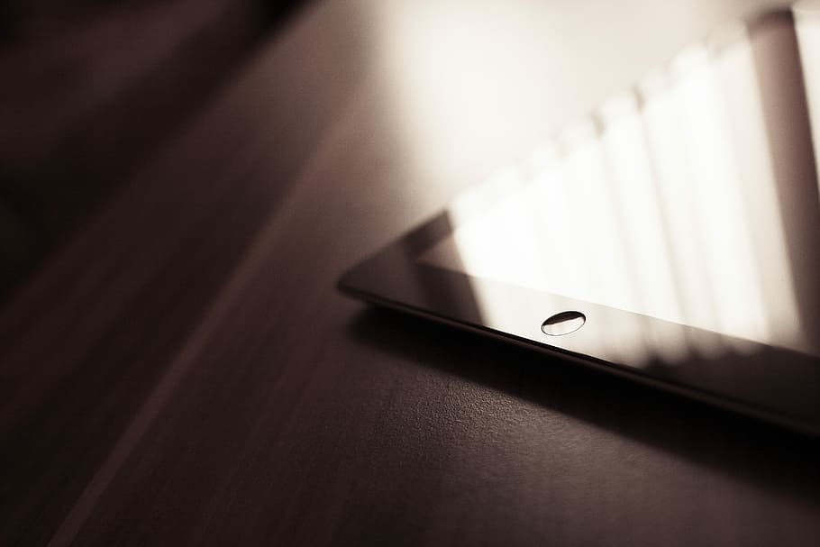 ipad home button detail, iPad, Home, Button, Detail, abstract, desk, minimalistic, tablet, technology