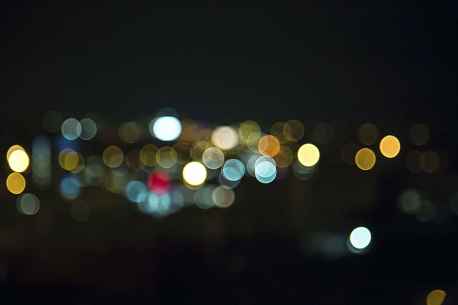 fotografi bokeh, gelap, malam, perkotaan, kota, bokeh, lampu, tidak fokus, abstrak, latar belakang