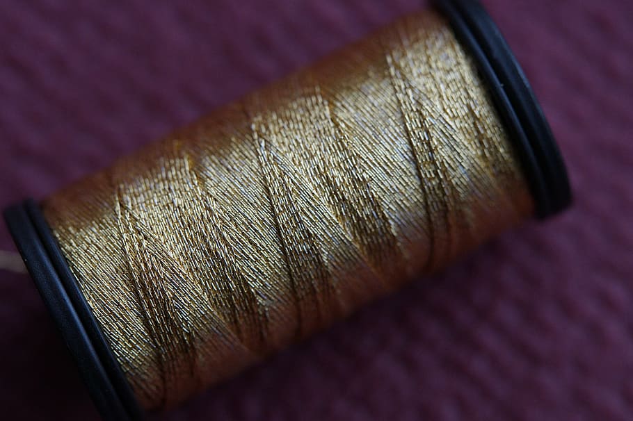thread, yarn, goldfaden, coil, coiled, rolled up, haberdashery, thread spool, sew, sewing thread