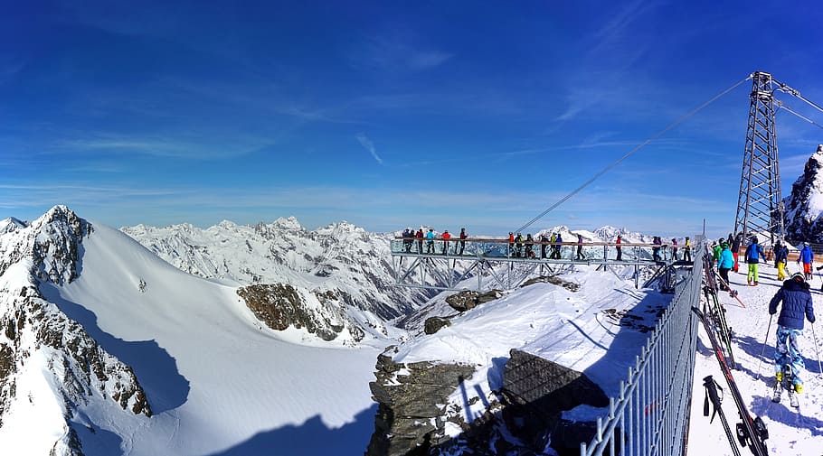 sölden, austria, skiing, mountains, alps, nature, slopes, snow-capped peaks, snow, the descent