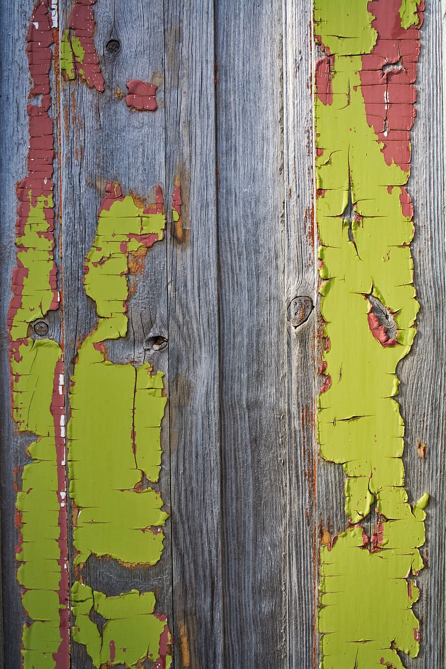 brown, red, green, wooden, board, closeup, photography, old, paint, peeling