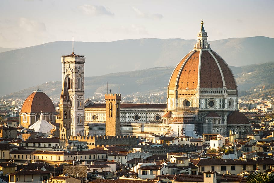florence, italy, dome, cathedral, architecture, city, monument, building exterior, built structure, building