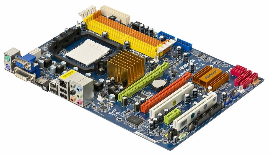 motherboard asrock warna-warni, motherboard, elektronik, chip, pc, a790gxh, latar belakang putih, teknologi, industri, studio shot