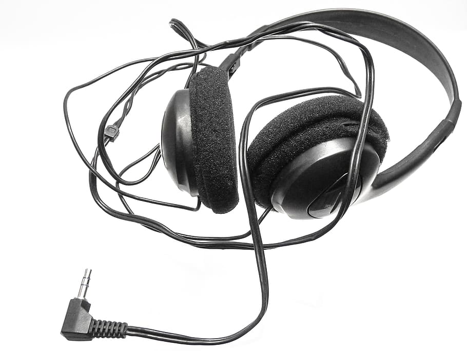 Headphones, Audio, Earphones, Headset, sound, black, listen, cable, technology, equipment