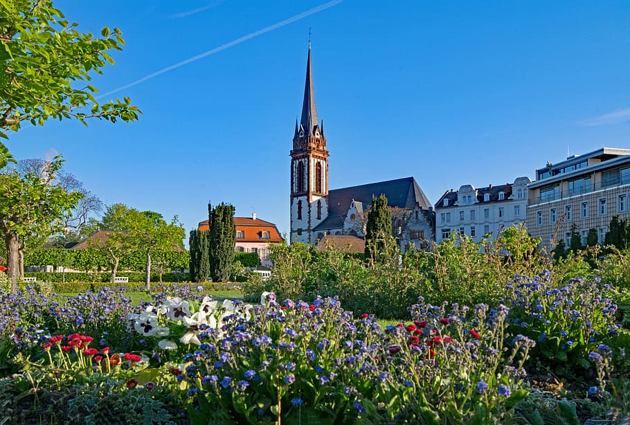 Pangeran, Taman, Darmstadt, Hesse, taman pangeran georgs, jerman, musim semi, tempat menarik, arsitektur, bunga