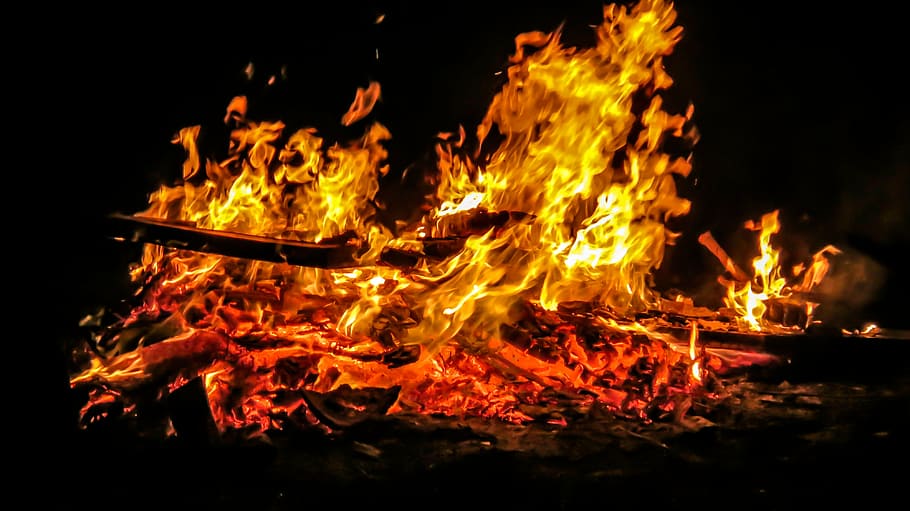 bonfire, night time, easter fire, fire, flame, easter, customs, wood fire, wood, karsamstang