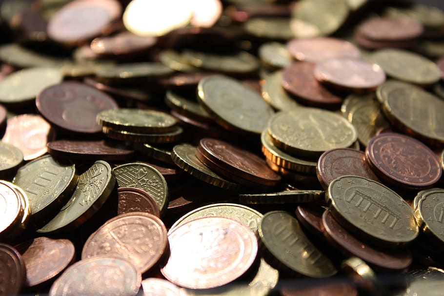 koin koin, Pile, koin, uang tunai, berbagai, uang, mata uang, keuangan, kekayaan, perbankan