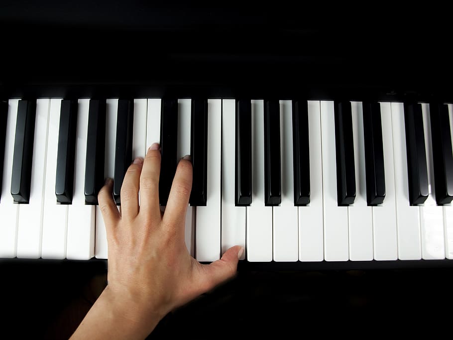 person playing piano, Piano, Keys, Keyboard, Music, piano keyboard, instrument, black, white, piano keys