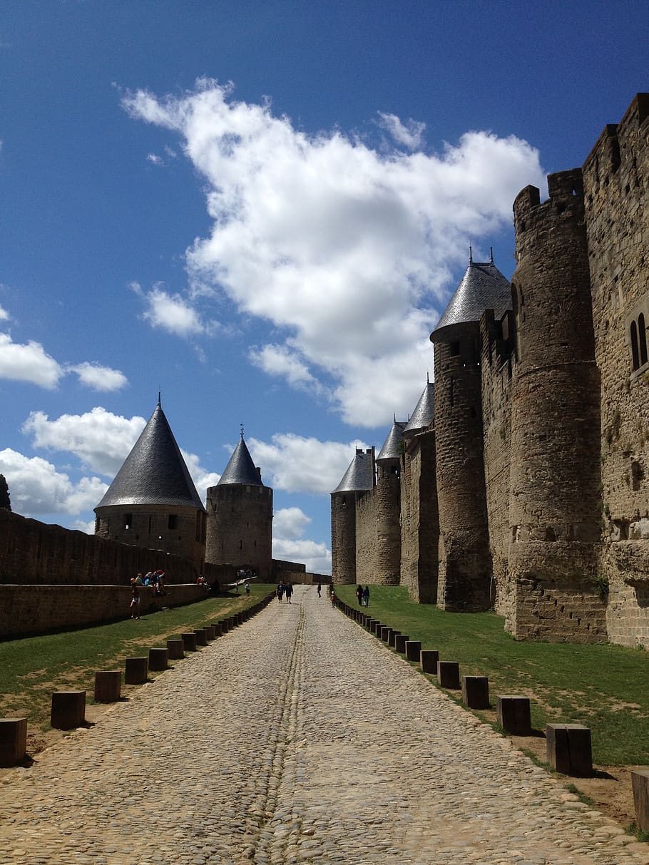 fortaleza, carcassonne, merda, cidadela medieval, frança, rio od, histórico, cidade fortificada, conjunto arquitetônico, posição estratégica
