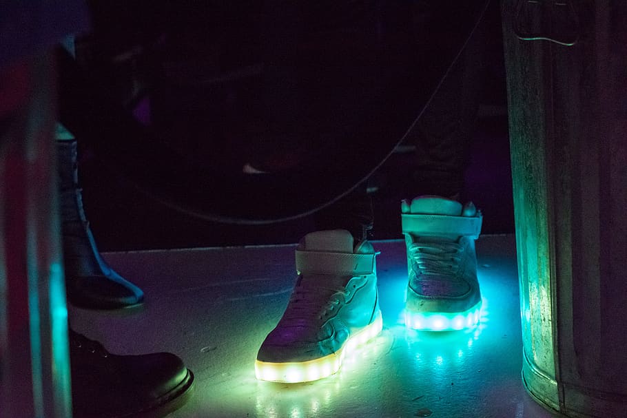 cahaya, alas kaki, LED, sepatu, lampu, artis, artistik, warna, lit, terang