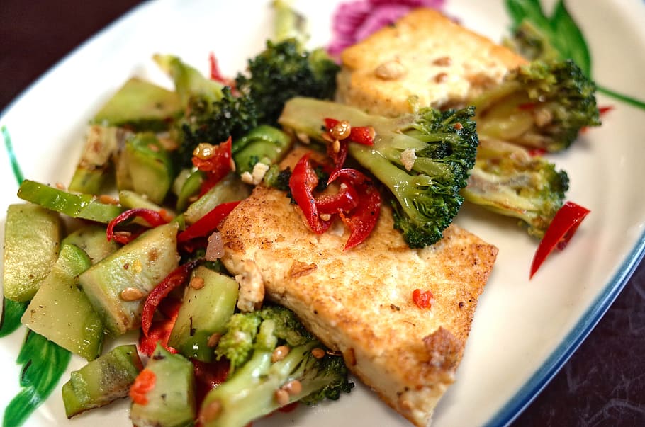 tofu, broccoli salad, vegetarian, korean food, cooking, side dish, vegetable, food photography, vegetables, broccoli