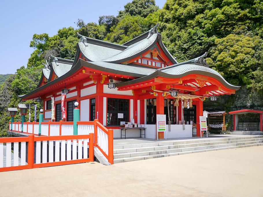Japan, Kumamoto, Shrine, Takahashi, Inari, takahashi inari, building, religion, red, architecture