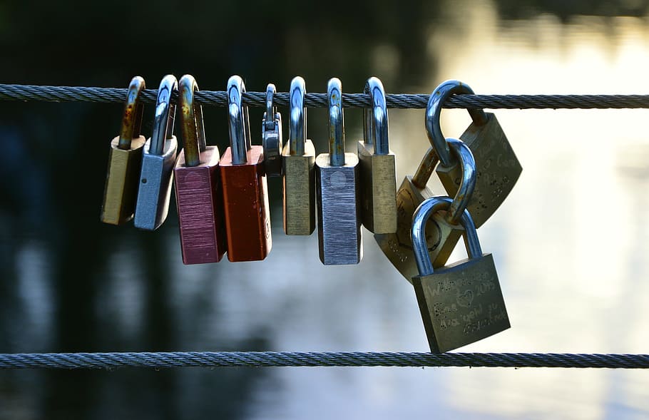 padlocks, steel cable, daytime, love locks, castle, padlock, love, bridge, friendship, love symbol