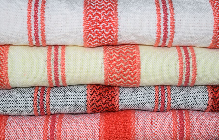 Weaving, Hand, Woven, Towels, Stripes, hand-woven, fabric, cloth, cotton, twill