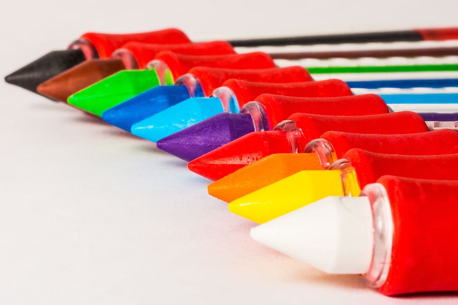 lápices de colores surtidos, rayados, primer plano, foto, lápices de colores, bolígrafos, coloridos, color, lápices de cera, accesorios de escritura