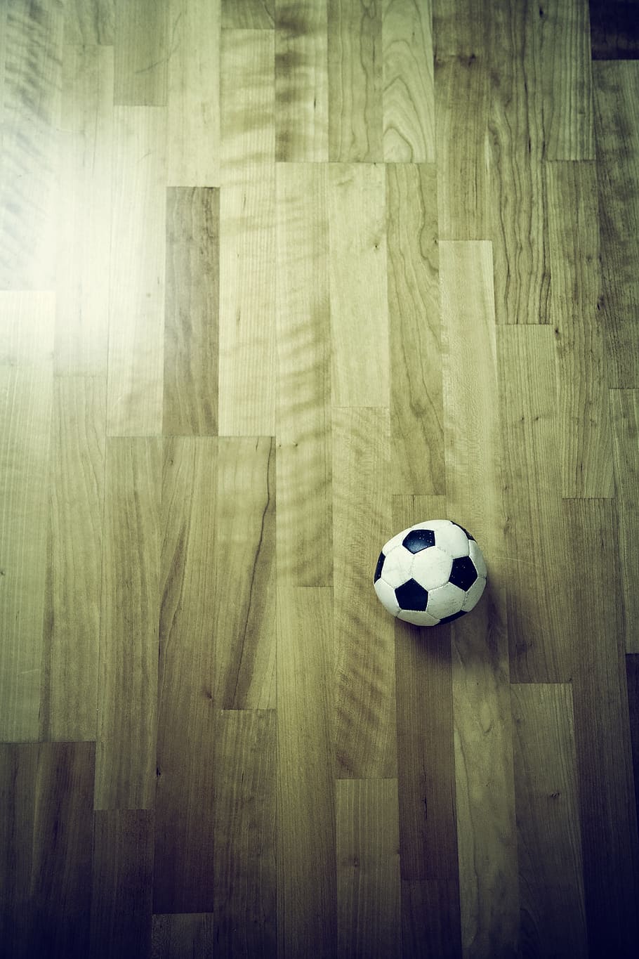 white, black, soccer ball, parquet wood flooring, Football, Ground, Indoor, Foam Rubber, laminate, laminate flooring