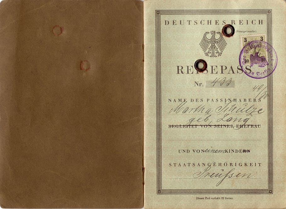 passport, german empire, vintage, 1930, retro, nostalgia, old paper, font, paper, antique