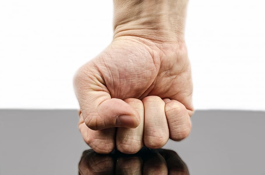 person, right fist, black, surface, human, fist, table, punch, hand, strength