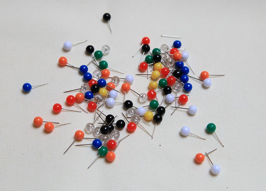 pins, pin, tiller, pin board, close, needle, colorful, multi colored, large group of objects, indoors
