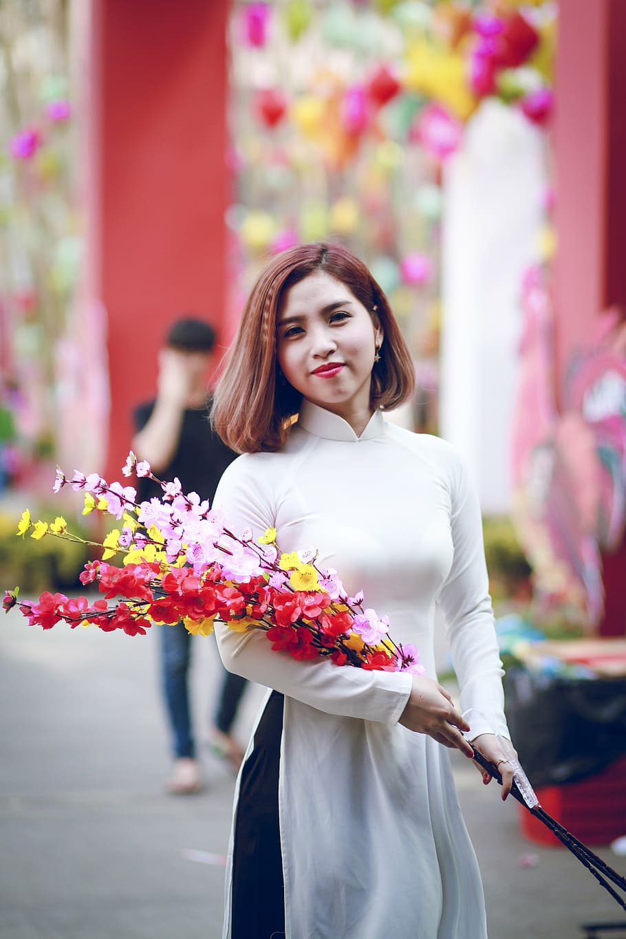 spring, the lunar new year, teen, flower, flowering plant, one person ...