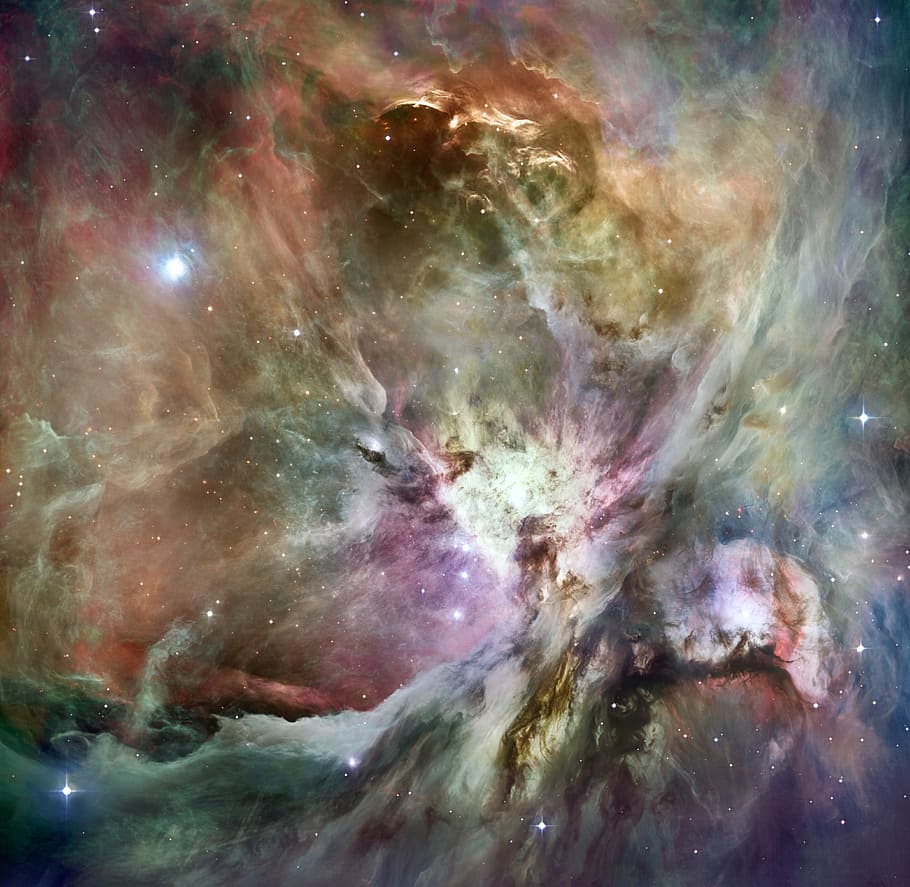 lukisan abstrak multi-warna, orion, orion nebula, konstelasi, emisi nebula, bintang, ruang, sabuk orion, tidak ada orang, bintang - ruang