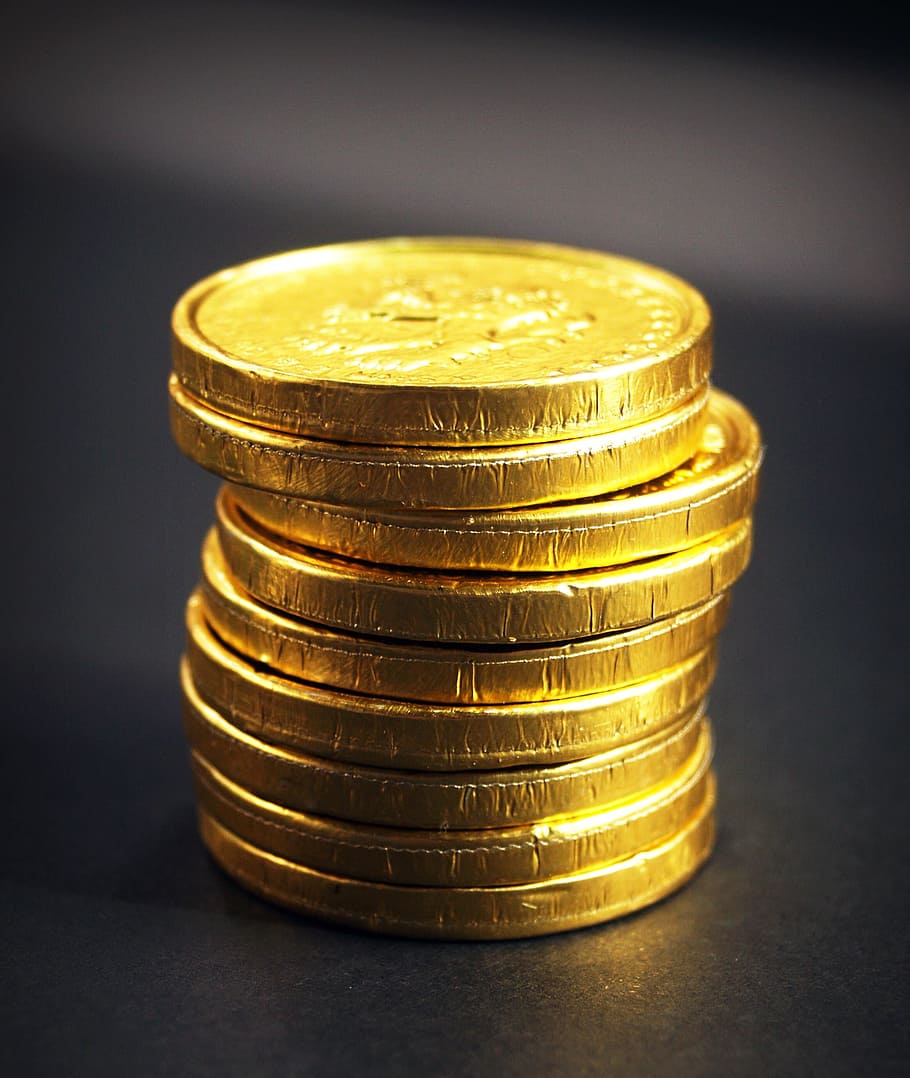 round gold-colored coins, black, board, coin, stacked, stack, money, pay, rising, euro - Pxfuel