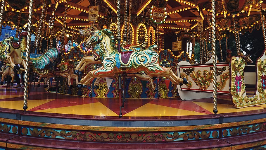 carousel, fair, ride, fun, entertainment, enjoyment, lights, carnival, horse, representation