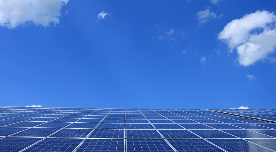 青, 空, 白, 雲の写真, 太陽エネルギー, 太陽光発電システム, ソーラーパネル, 太陽光発電, 再生可能エネルギー, エネルギー革命