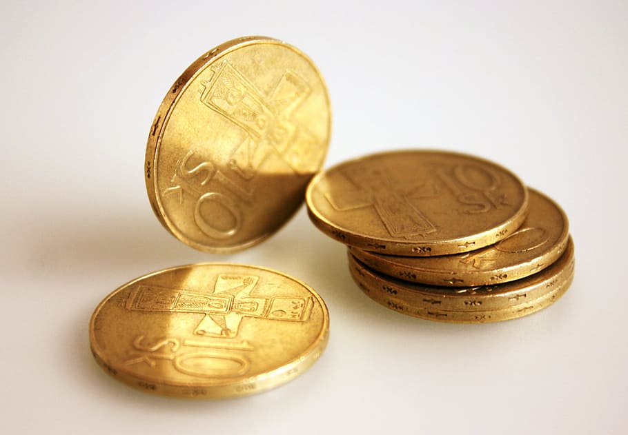 koin tua, slovak, emas, keuangan, kekayaan, mata uang, koin, bisnis, berwarna emas, tabungan