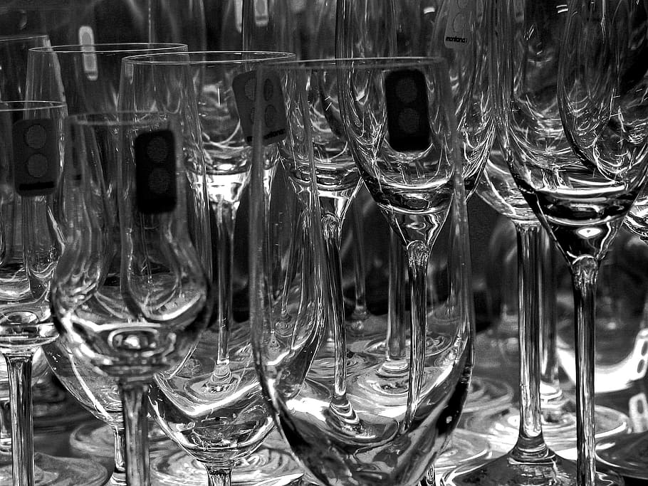 Foto, claro, lote de flauta de champán, copas, copas de champán, vidrio, champán, bebida, copa de champán, vino espumoso