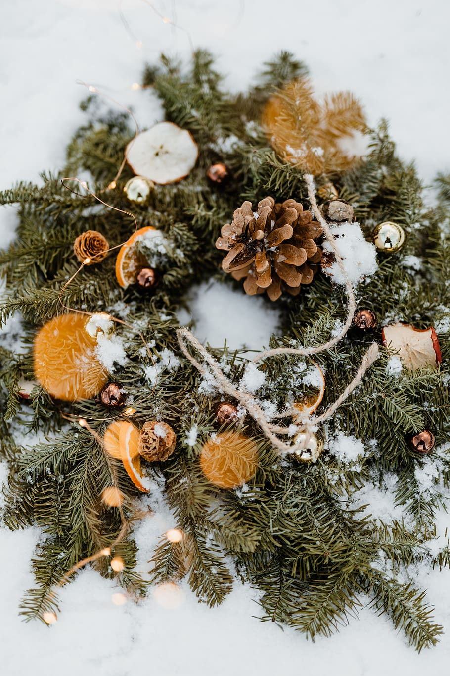 natal, decoração, decorações, dezembro, neve, Inverno, Coroa de flores, decoração de natal, árvore, árvore de natal