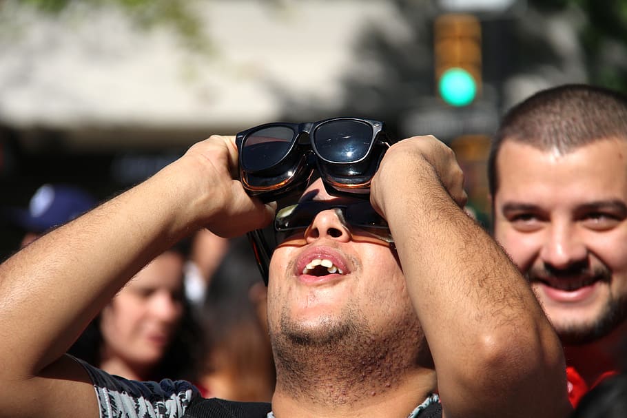 solar eclipse, watching, sun, sunlight, day, filter, shine, outdoor, observing, observation
