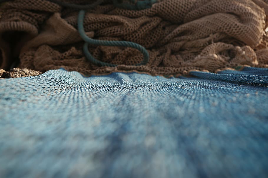 closeup, blue, knit, cloth, macro, photography, gray, string, brown, textile