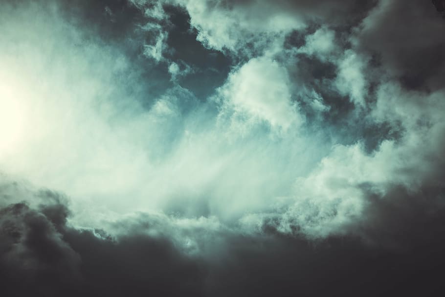 areal photograph, cumulus clouds, texture, sky, clouds, wind, storm, weather, fog, forward