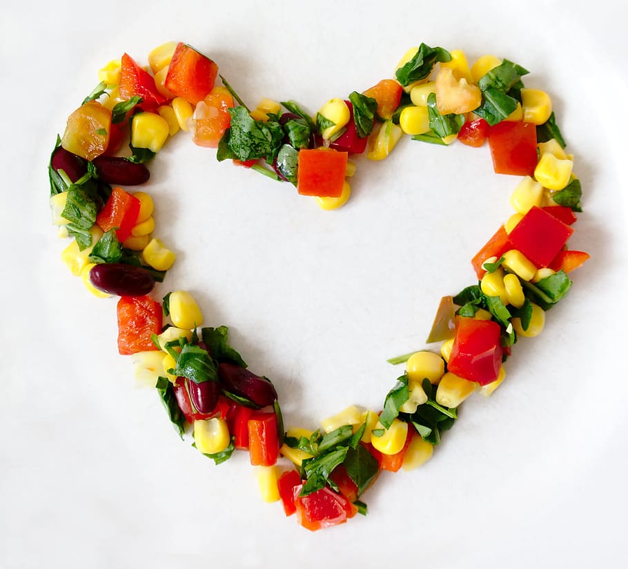 sayuran berbentuk hati, Sayuran, Jantung, Cinta, Diberkati, vegan, vegetarian, warna-warni, makanan, pertanian