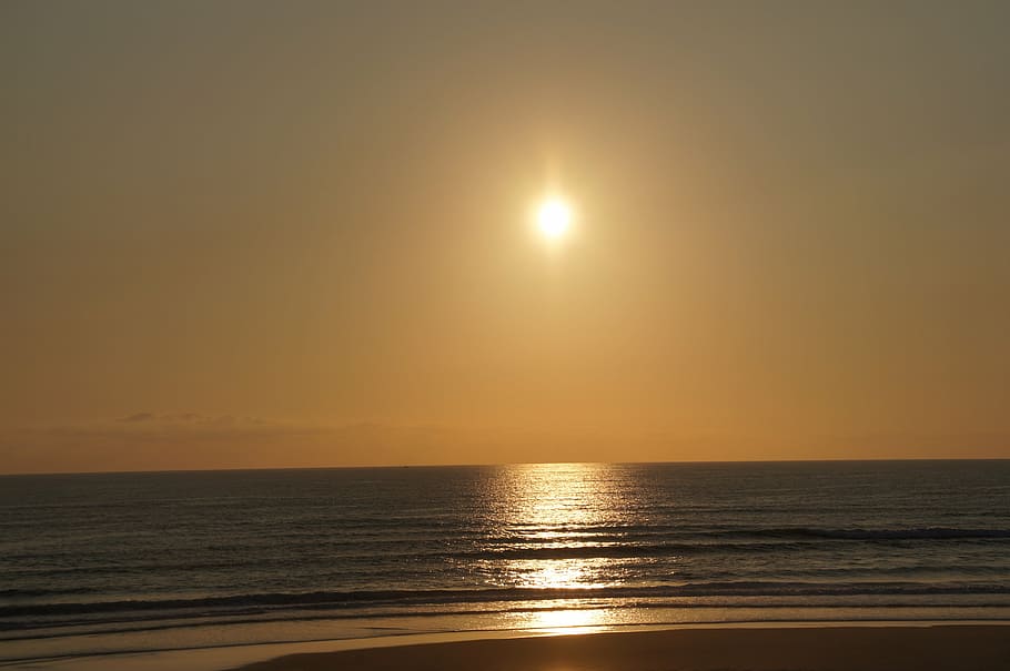 beach, ocean, sunset, biscarrosse, atlantic, dune, sea, relax, rock, coast