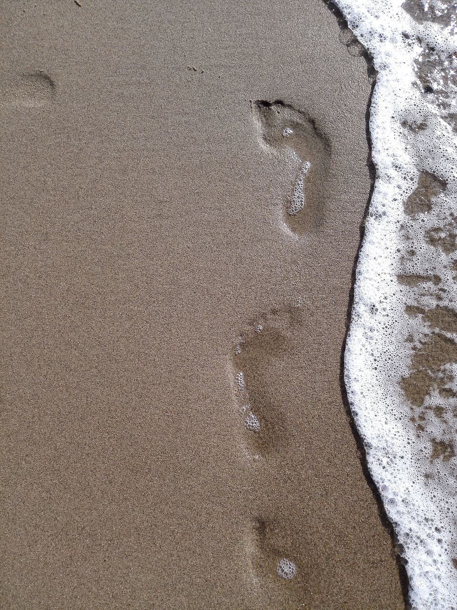 Beach, Traces, Sand, Footprints, footprint, trace, sea, prints, sand beach, summer