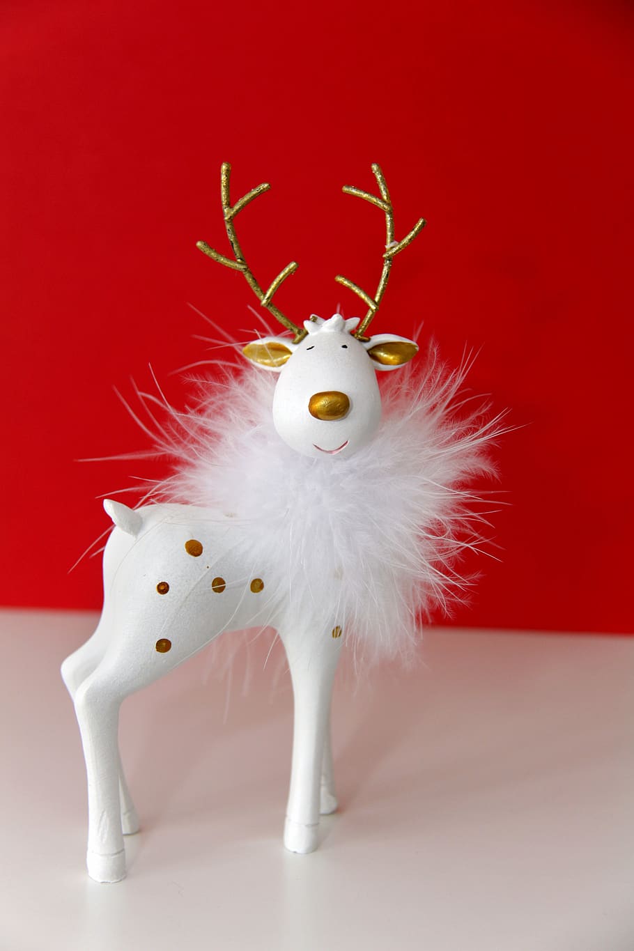 christmas, moose, moose lady, winter, reindeer, christmas decoration, christmas motif, red, white, gold