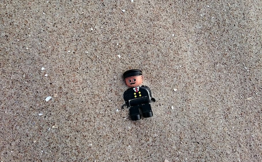 Sand Beach, Minifig, Flotsam, Lego, Toys, lost, child, children only, looking at camera, portrait