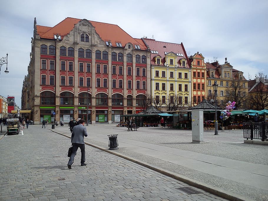 Wroclaw, el mercado, poco, arquitectura, el casco antiguo, casas adosadas, edificio histórico, el casco antiguo de Wroclaw, estado de ánimo, turismo