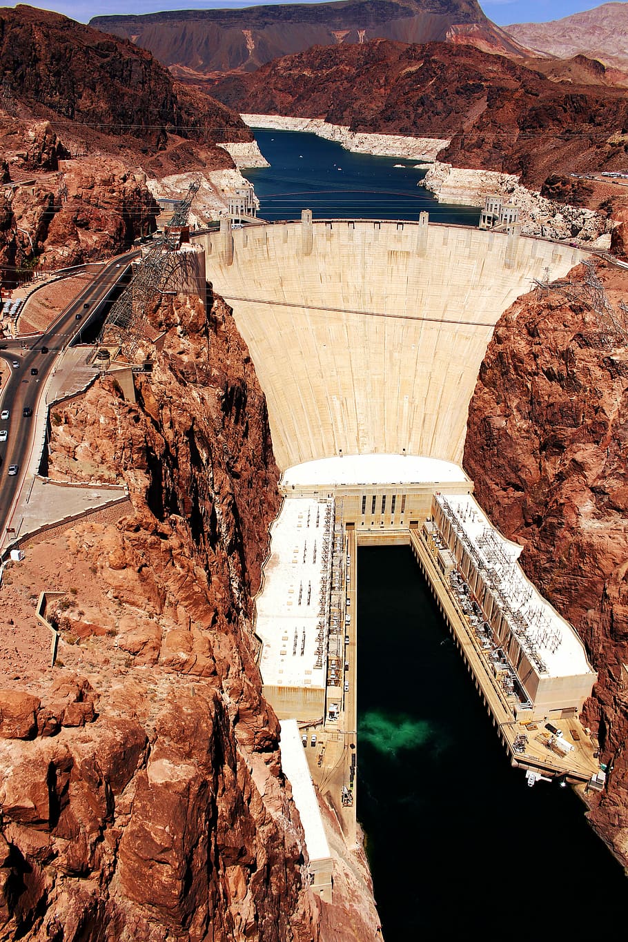 Hoover Dam, Lake, Nevada, hydroelectric power, dam, water, rock - object, geology, architecture, rock formation