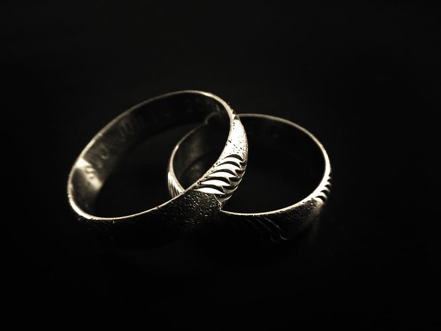 cincin, pernikahan, perak, komitmen, calon pengantin pria, romansa, pasangan, pakta, cinta, latar belakang hitam