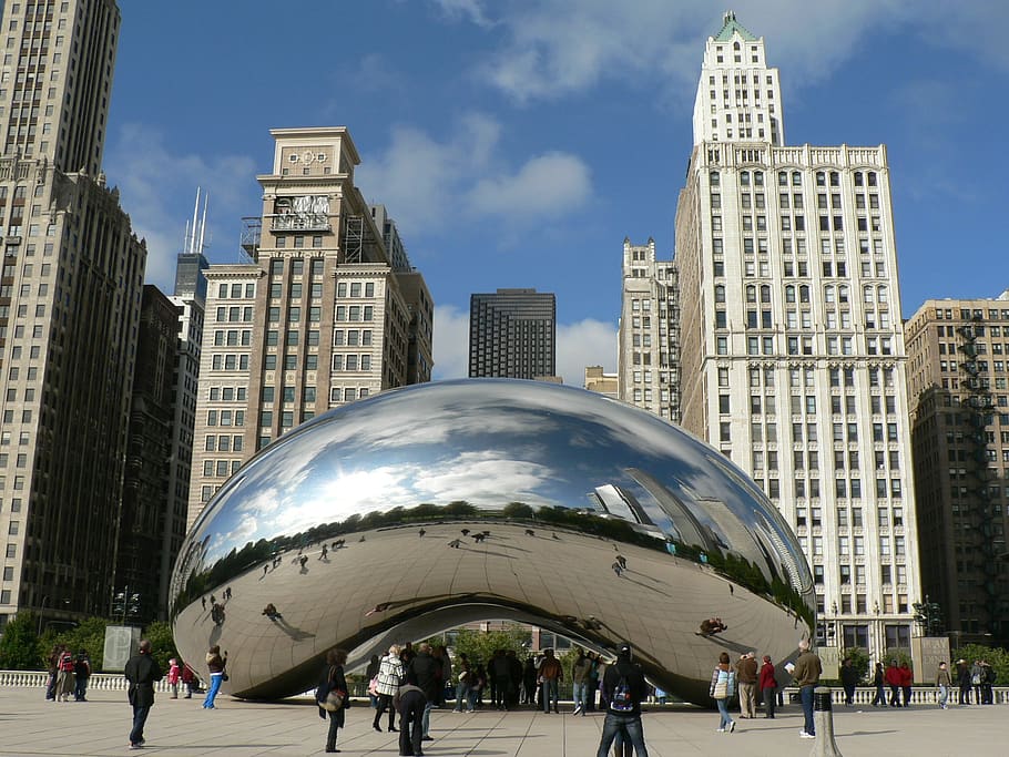 cloud gate sculpture, places of interest, sculpture, chicago, city, usa, america, art, illinois, big city