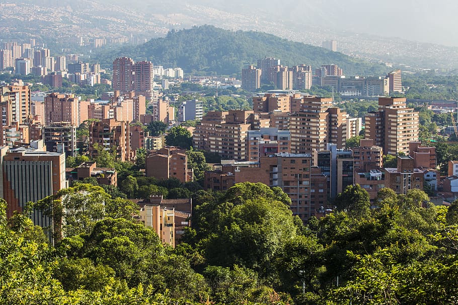 high, angle view, cityscape, colombia, medellin, landscape, building exterior, architecture, built structure, city