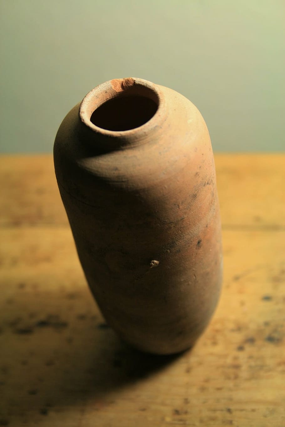 brown, ceramic, vase, table, clay, ornament, elongated, pottery, pot, earthenware