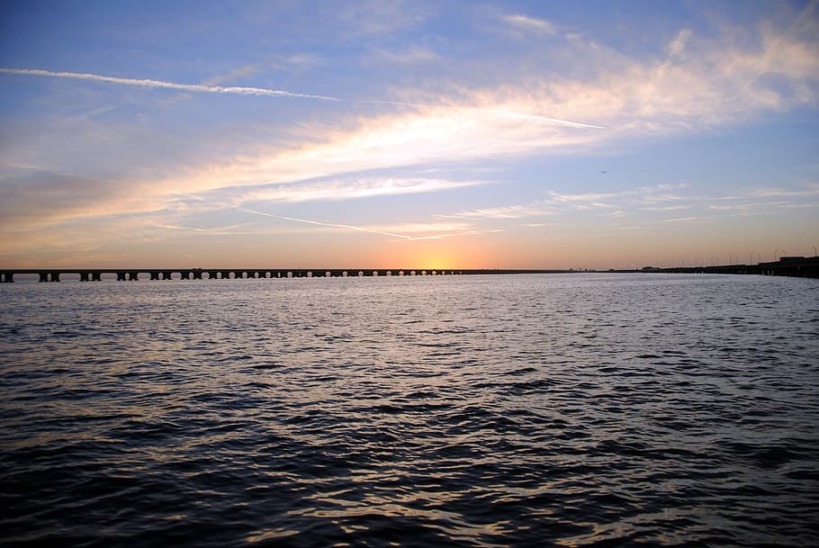 Sunrise, Tampa Bay, Bay, Bridge, Water, bridge, bay, salt water, ocean, sunset, sea